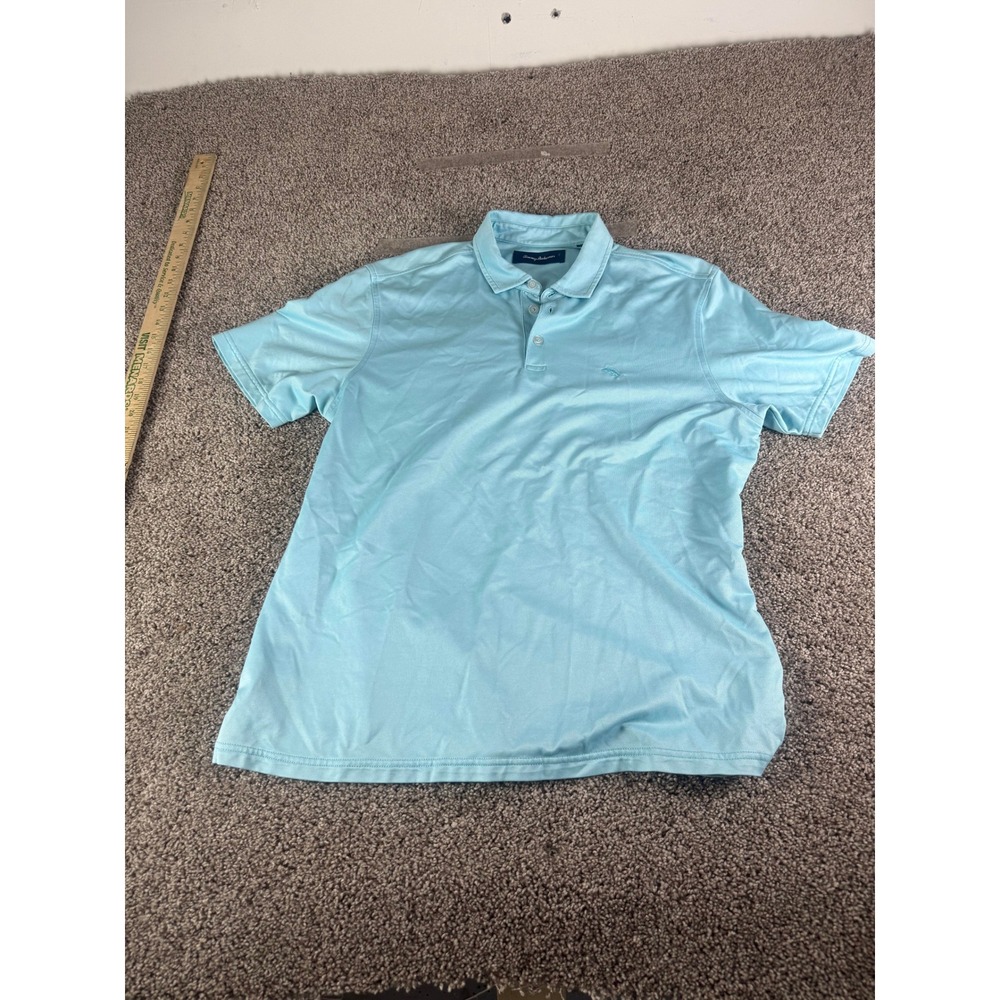 Tommy Bahama Polo Shirt Men's Blue Short Sleeve Golf Casual Resort Wear - L